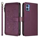 For Motorola Moto E22 4G / E22i 4G Butterfly Love Flower Multi-card Zipper Wallet Leather Phone Case(Dark Purple) - 2