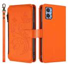 For Motorola Moto E22 4G / E22i 4G Butterfly Love Flower Multi-card Zipper Wallet Leather Phone Case(Orange) - 2