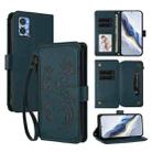 For Motorola Moto E22 4G / E22i 4G Butterfly Love Flower Multi-card Zipper Wallet Leather Phone Case(Dark Green) - 1