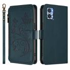 For Motorola Moto E22 4G / E22i 4G Butterfly Love Flower Multi-card Zipper Wallet Leather Phone Case(Dark Green) - 2