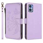 For Motorola Moto E22 4G / E22i 4G Butterfly Love Flower Multi-card Zipper Wallet Leather Phone Case(Light Purple) - 2