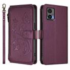 For Motorola Edge 30 Neo Butterfly Love Flower Multi-card Zipper Wallet Leather Phone Case(Dark Purple) - 2