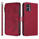 For Motorola Edge 30 Neo Butterfly Love Flower Multi-card Zipper Wallet Leather Phone Case(Wine Red) - 2
