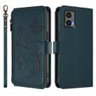 For Motorola Edge 30 Neo Butterfly Love Flower Multi-card Zipper Wallet Leather Phone Case(Dark Green) - 2