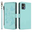 For Motorola Edge 30 Neo Butterfly Love Flower Multi-card Zipper Wallet Leather Phone Case(Mint Green) - 2