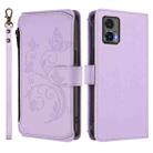 For Motorola Edge 30 Neo Butterfly Love Flower Multi-card Zipper Wallet Leather Phone Case(Light Purple) - 2