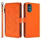 For Motorola Moto G22 4G / E32s Butterfly Love Flower Multi-card Zipper Wallet Leather Phone Case(Orange) - 2