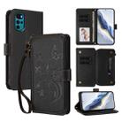 For Motorola Moto G22 4G / E32s Butterfly Love Flower Multi-card Zipper Wallet Leather Phone Case(Black) - 1