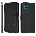 For Motorola Moto G22 4G / E32s Butterfly Love Flower Multi-card Zipper Wallet Leather Phone Case(Black) - 2
