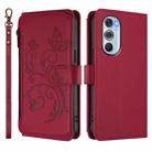 For Motorola Edge X30 5G / S30 Pro Butterfly Love Flower Multi-card Zipper Wallet Leather Phone Case(Wine Red) - 2