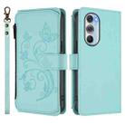 For Motorola Edge X30 5G / S30 Pro Butterfly Love Flower Multi-card Zipper Wallet Leather Phone Case(Mint Green) - 2