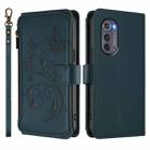 For Motorola Edge 2022 / 5G UW 2022 Butterfly Love Flower Multi-card Zipper Wallet Leather Phone Case(Dark Green) - 2
