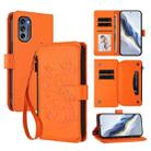 For Motorola Moto G62 5G Global Butterfly Love Flower Multi-card Zipper Wallet Leather Phone Case(Orange) - 1
