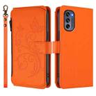 For Motorola Moto G62 5G Global Butterfly Love Flower Multi-card Zipper Wallet Leather Phone Case(Orange) - 2