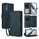 For Motorola Moto G62 5G Global Butterfly Love Flower Multi-card Zipper Wallet Leather Phone Case(Dark Green) - 1