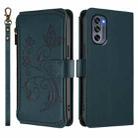 For Motorola Moto G62 5G Global Butterfly Love Flower Multi-card Zipper Wallet Leather Phone Case(Dark Green) - 2