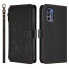 For Motorola Moto G62 5G Global Butterfly Love Flower Multi-card Zipper Wallet Leather Phone Case(Black) - 2