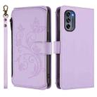 For Motorola Moto G62 5G Global Butterfly Love Flower Multi-card Zipper Wallet Leather Phone Case(Light Purple) - 2