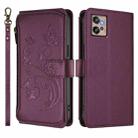 For Motorola Moto G32 Butterfly Love Flower Multi-card Zipper Wallet Leather Phone Case(Dark Purple) - 2
