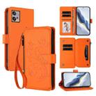 For Motorola Moto G32 Butterfly Love Flower Multi-card Zipper Wallet Leather Phone Case(Orange) - 1
