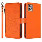 For Motorola Moto G32 Butterfly Love Flower Multi-card Zipper Wallet Leather Phone Case(Orange) - 2