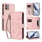 For Motorola Moto G32 Butterfly Love Flower Multi-card Zipper Wallet Leather Phone Case(Pink) - 1