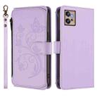 For Motorola Moto G32 Butterfly Love Flower Multi-card Zipper Wallet Leather Phone Case(Light Purple) - 2