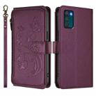 For Motorola Moto G42 4G Butterfly Love Flower Multi-card Zipper Wallet Leather Phone Case(Dark Purple) - 2