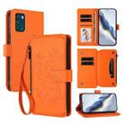 For Motorola Moto G42 4G Butterfly Love Flower Multi-card Zipper Wallet Leather Phone Case(Orange) - 1