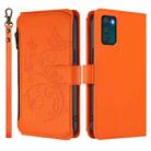 For Motorola Moto G42 4G Butterfly Love Flower Multi-card Zipper Wallet Leather Phone Case(Orange) - 2
