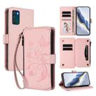 For Motorola Moto G42 4G Butterfly Love Flower Multi-card Zipper Wallet Leather Phone Case(Pink) - 1