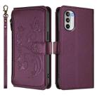 For Motorola Moto G52 4G / G82 5G Butterfly Love Flower Multi-card Zipper Wallet Leather Phone Case(Dark Purple) - 2