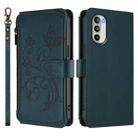 For Motorola Moto G52 4G / G82 5G Butterfly Love Flower Multi-card Zipper Wallet Leather Phone Case(Dark Green) - 2