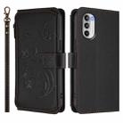 For Motorola Moto G52 4G / G82 5G Butterfly Love Flower Multi-card Zipper Wallet Leather Phone Case(Black) - 2
