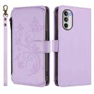 For Motorola Moto G52 4G / G82 5G Butterfly Love Flower Multi-card Zipper Wallet Leather Phone Case(Light Purple) - 2