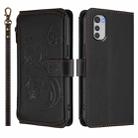 For Motorola Moto E32 4G Global Butterfly Love Flower Multi-card Zipper Wallet Leather Phone Case(Black) - 2