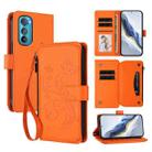 For Motorola Edge 30 Butterfly Love Flower Multi-card Zipper Wallet Leather Phone Case(Orange) - 1