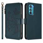 For Motorola Edge 30 Butterfly Love Flower Multi-card Zipper Wallet Leather Phone Case(Dark Green) - 2