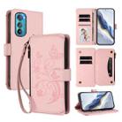 For Motorola Edge 30 Butterfly Love Flower Multi-card Zipper Wallet Leather Phone Case(Pink) - 1