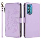 For Motorola Edge 30 Butterfly Love Flower Multi-card Zipper Wallet Leather Phone Case(Light Purple) - 2