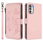 For Motorola Moto G 5G 2022 Butterfly Love Flower Multi-card Zipper Wallet Leather Phone Case(Pink) - 2