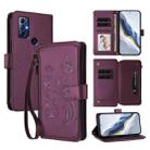 For Motorola Moto G Play 2022 Butterfly Love Flower Multi-card Zipper Wallet Leather Phone Case(Dark Purple) - 1