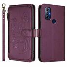 For Motorola Moto G Play 2022 Butterfly Love Flower Multi-card Zipper Wallet Leather Phone Case(Dark Purple) - 2