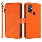 For Motorola Moto G Play 2022 Butterfly Love Flower Multi-card Zipper Wallet Leather Phone Case(Orange) - 2