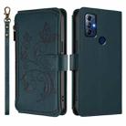 For Motorola Moto G Play 2022 Butterfly Love Flower Multi-card Zipper Wallet Leather Phone Case(Dark Green) - 2