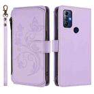 For Motorola Moto G Play 2022 Butterfly Love Flower Multi-card Zipper Wallet Leather Phone Case(Light Purple) - 2