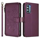 For Motorola Moto G Stylus 2022 5G Butterfly Love Flower Multi-card Zipper Wallet Leather Phone Case(Dark Purple) - 2