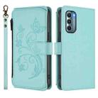 For Motorola Moto G Stylus 2022 5G Butterfly Love Flower Multi-card Zipper Wallet Leather Phone Case(Mint Green) - 2