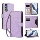 For Motorola Moto G Stylus 2022 5G Butterfly Love Flower Multi-card Zipper Wallet Leather Phone Case(Light Purple) - 1