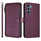For Motorola Moto G200 5G Butterfly Love Flower Multi-card Zipper Wallet Leather Phone Case(Dark Purple) - 2